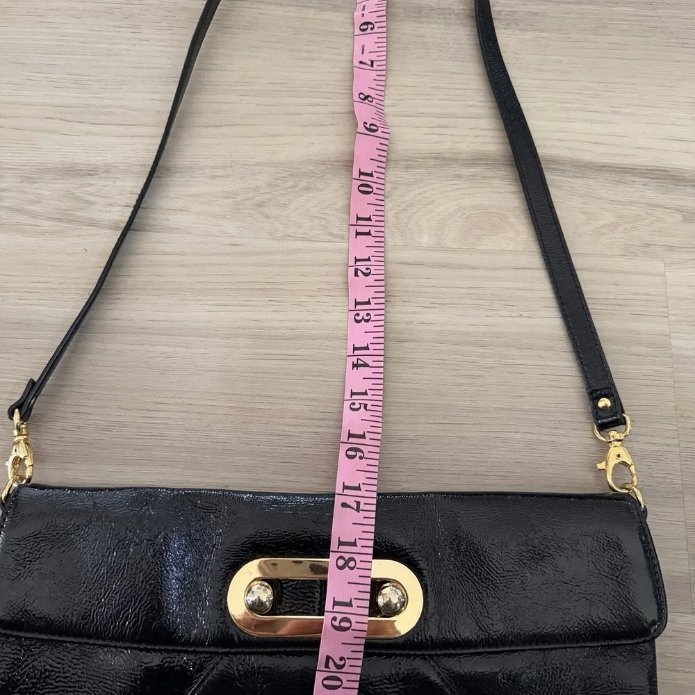 Vintage‎ HOBO International Black Patent Leather Clutch Bag Purse Shoulder Strap